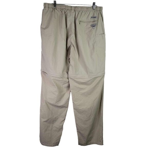 Columbia PFG Fishing Pants Mens Size XL Cargo Khaki Tan Omni-Shade Convertible - Picture 3 of 11